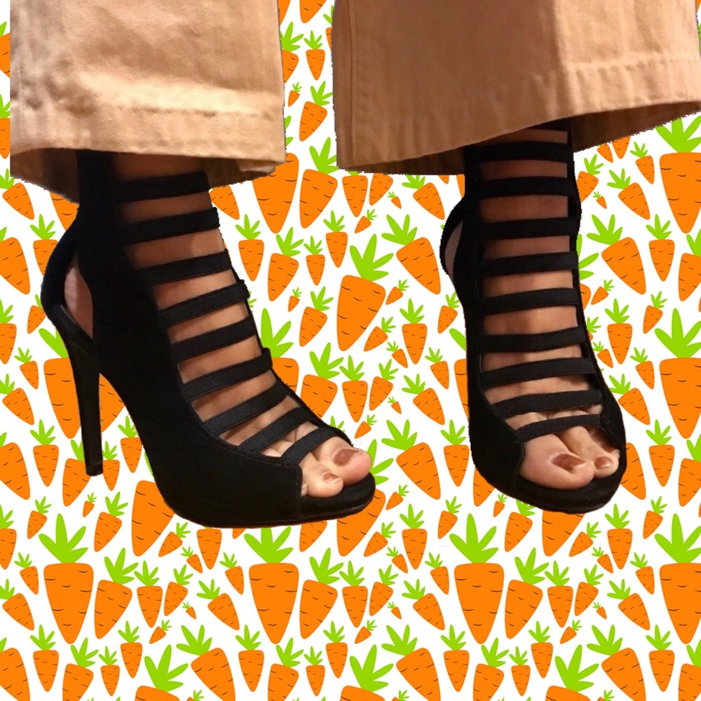 Anne Michelle Strappy Suede Open Toe Heels